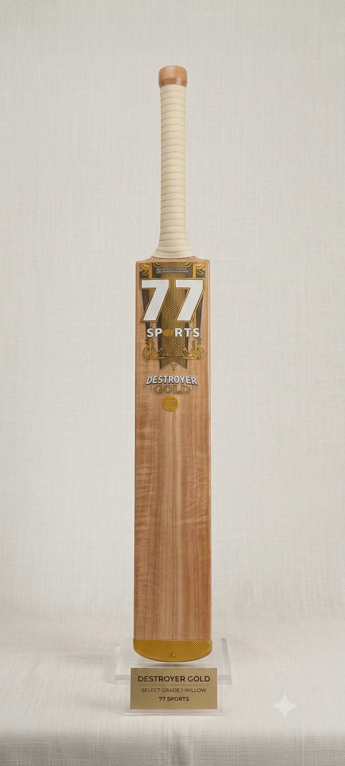 77 Destroyer Gold cricket bat with supreme Willow, Special Edition
